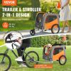 VEVOR Dog Bike Trailer, Supports up to 66 lbs, 2-in-1 Pet Stroller Cart Bicycle Carrier, Easy Folding Cart Frame with Quick Release Wheels